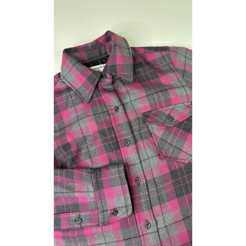 VTG USA Made Pendleton Shirt Women Small Plaid Pink Black Virgin Wool A14-901